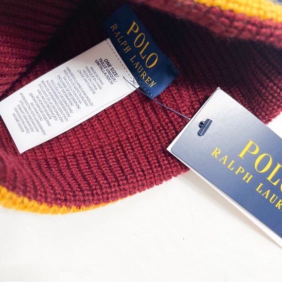 Polo Ralph Lauren Regimental Stripe Cuffed Watch Cap Beanie Ski Hat - Picture 10 of 10